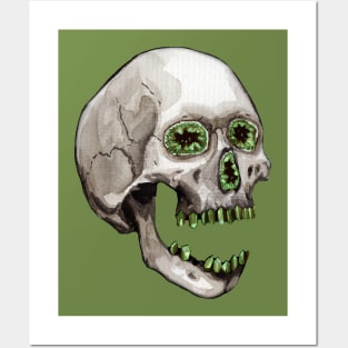 Jade Geode Crystal Skull Posters and Art